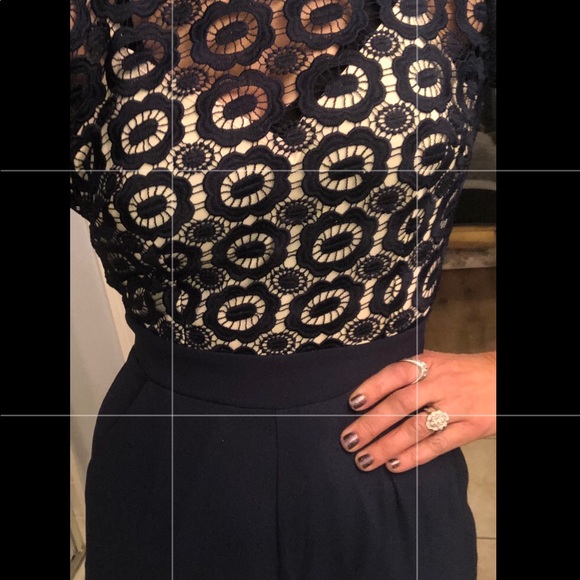 💲PRICE⬇️Little Mistress Navy Lace Cutout Jumpsuit - Picture 11 of 13